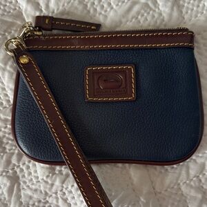 Dooney & Bourke Blue and Brown Leather Wristlet